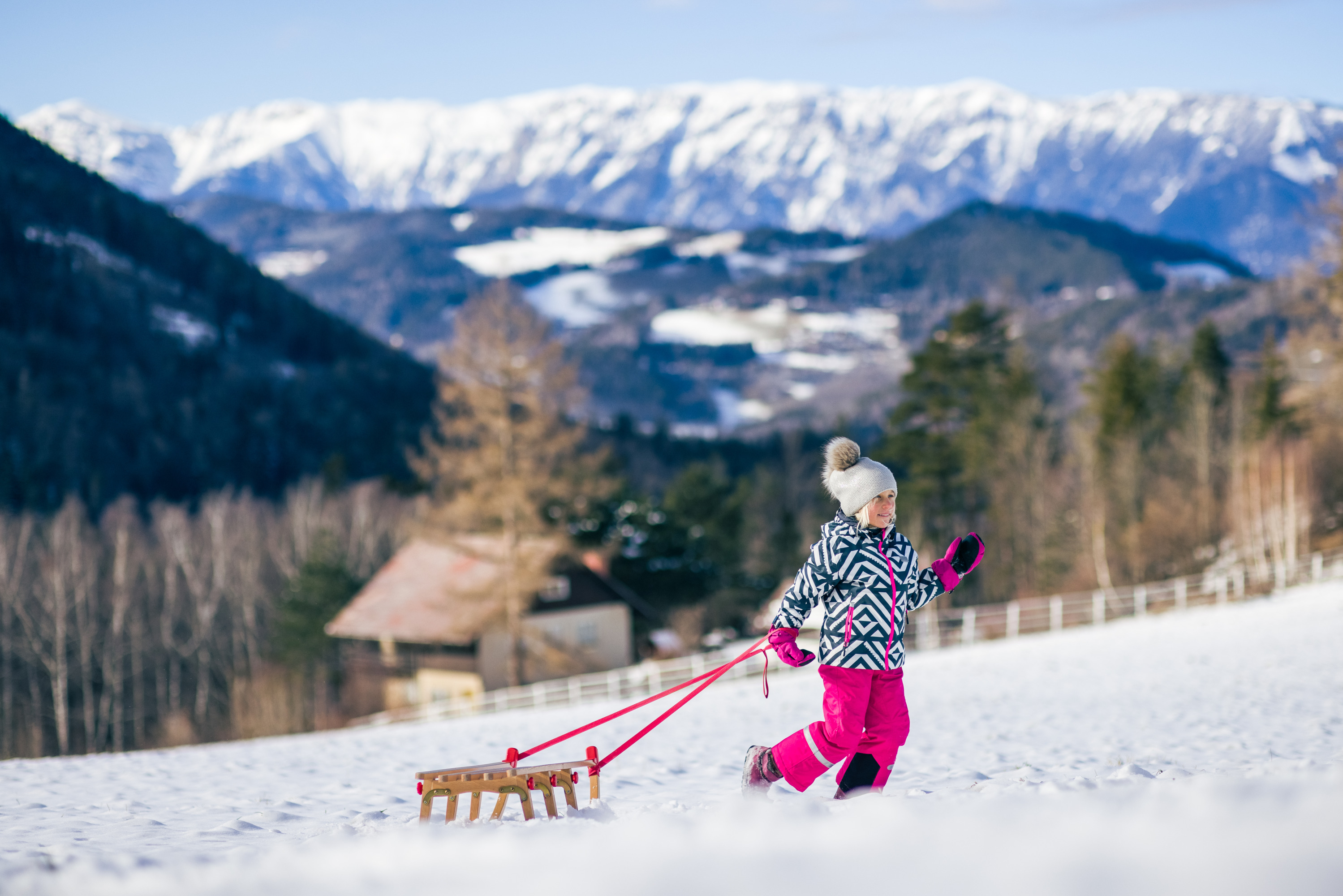 Tobogganing Onto winter Lower Austria in the snow
